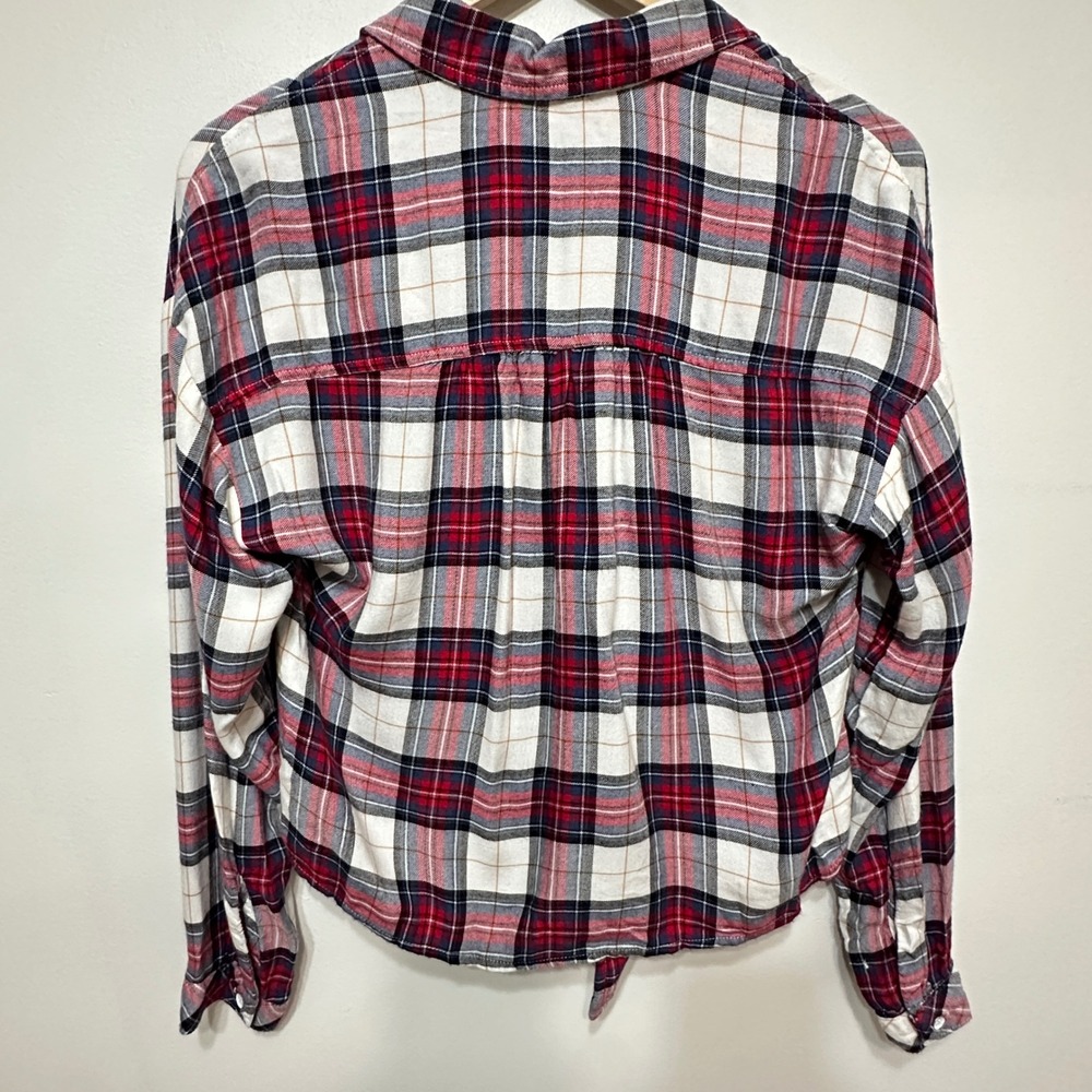 Bella Dahl Plaid Flannel Tie Front Shirt Womens Medium Red Grunge Cabincore - Picture 8 of 9